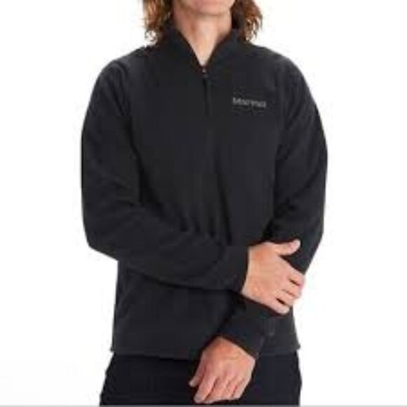 Marmot Rocklin Half Zip Lightweight Fleece Pullover Jacket Black Men's Size XL - Picture 1 of 14